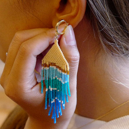 ビーズフリンジピアス