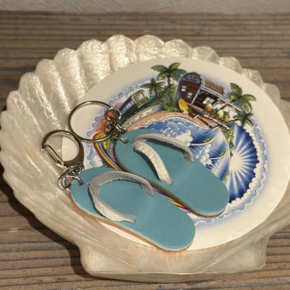 革製　ビーサン型キーホルダー